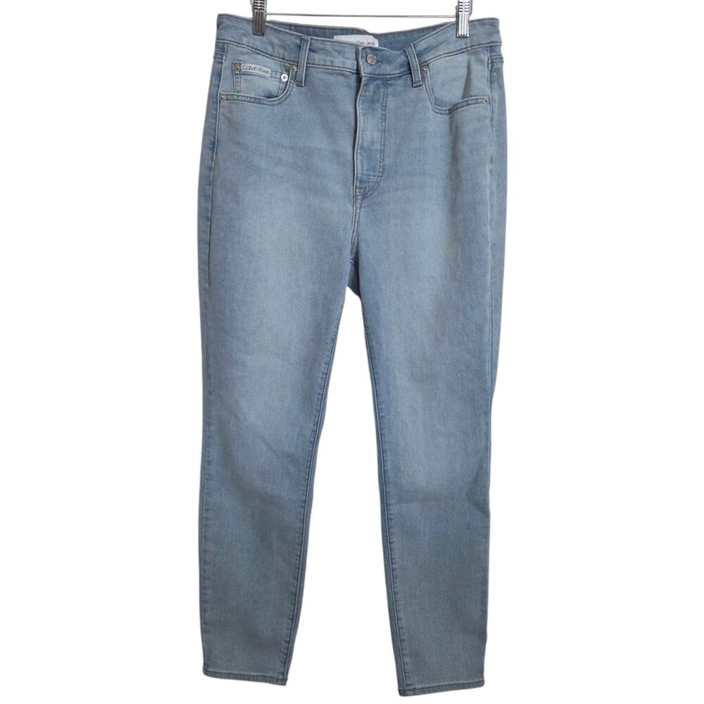 Calvin Klein Jeans High Rise Skinny Ankle Light Blue Wash Stretch Sz 31